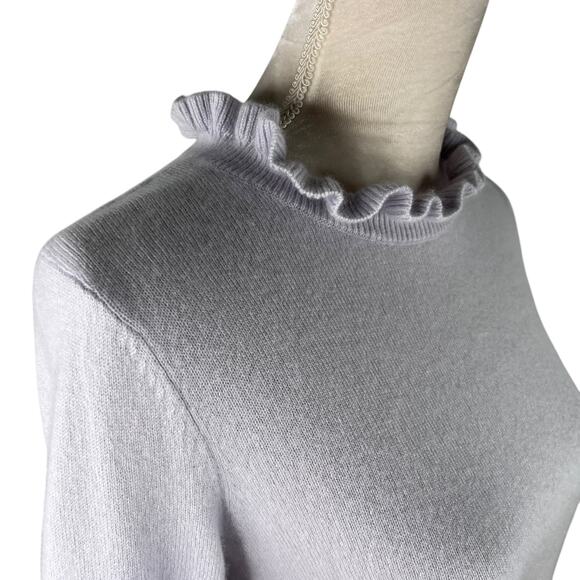 Club Monaco Cashmere Sweater Gray Pale XS Ruffle Neck - Picture 7 of 10